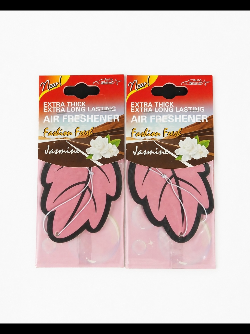 Auto Shine Jasmine Car Air Freshener 2 Pack Pink Leaf Extra Thick Long Lasting